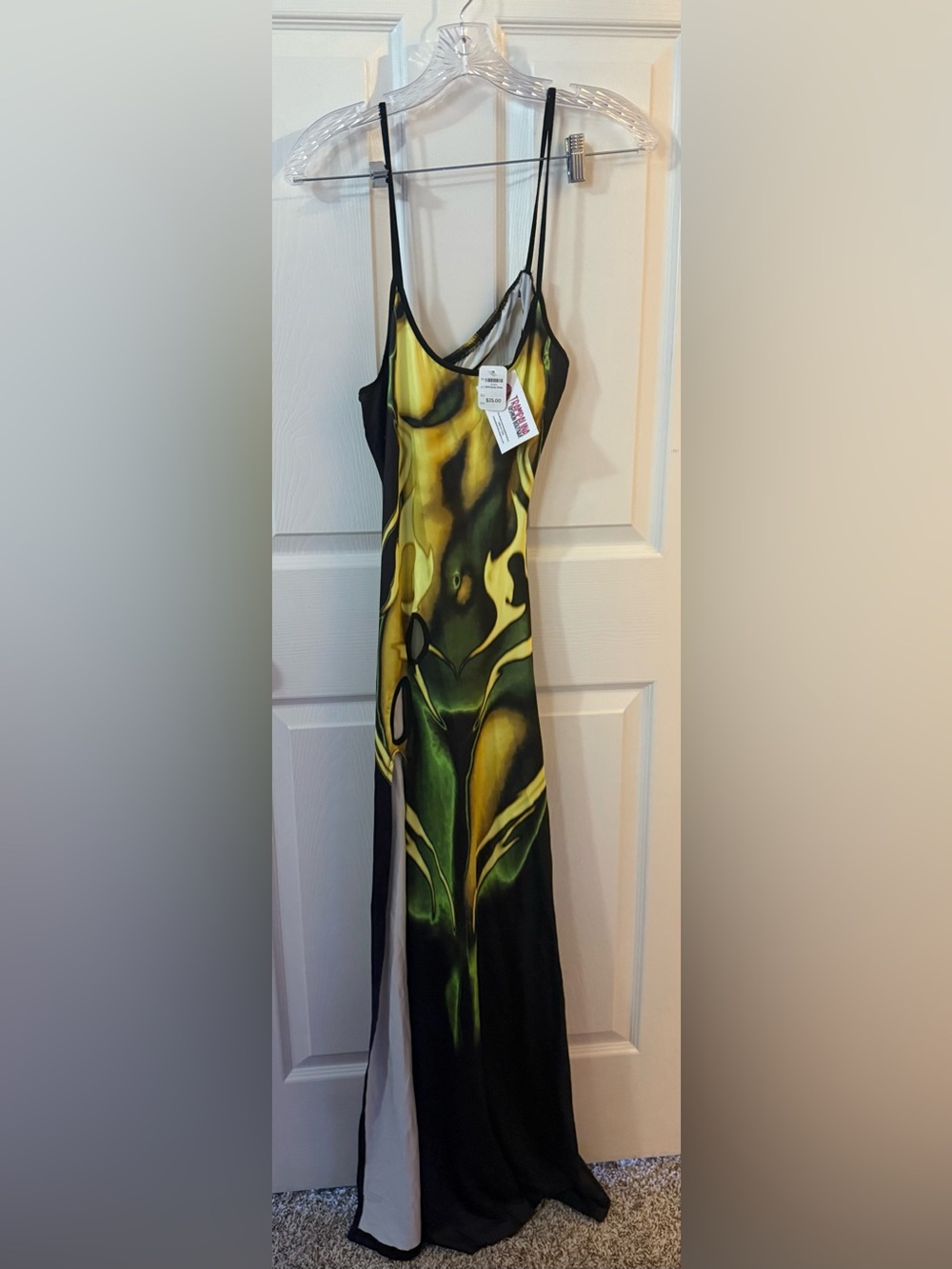 Yellow & Green Printed bodyprint Dress